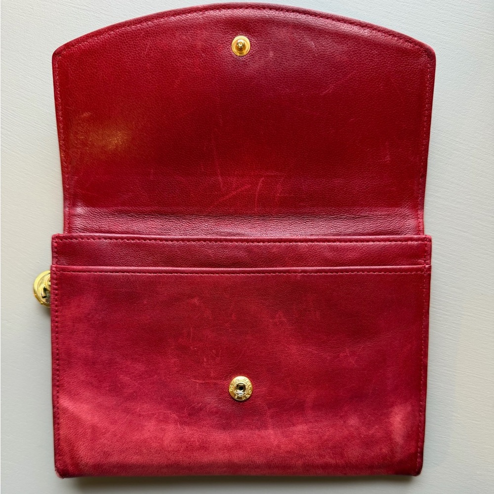 SOLD Vintage CHANEL Red Leather Wallet Made in France Hologram - Picture 2 of 10